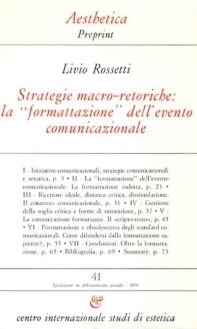STRATEGIE MACRO-RETORICHE LA FORMATTAZIONE DELL'EVENTO COMUNICAZIONE