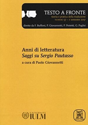 ANNI DI LETTERATURA SAGGI SU SERGIO PAUTASSO