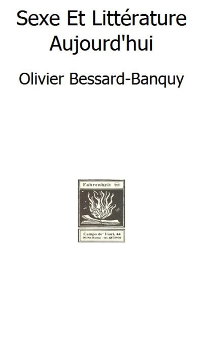 Sexe Et Littérature Aujourd'hui